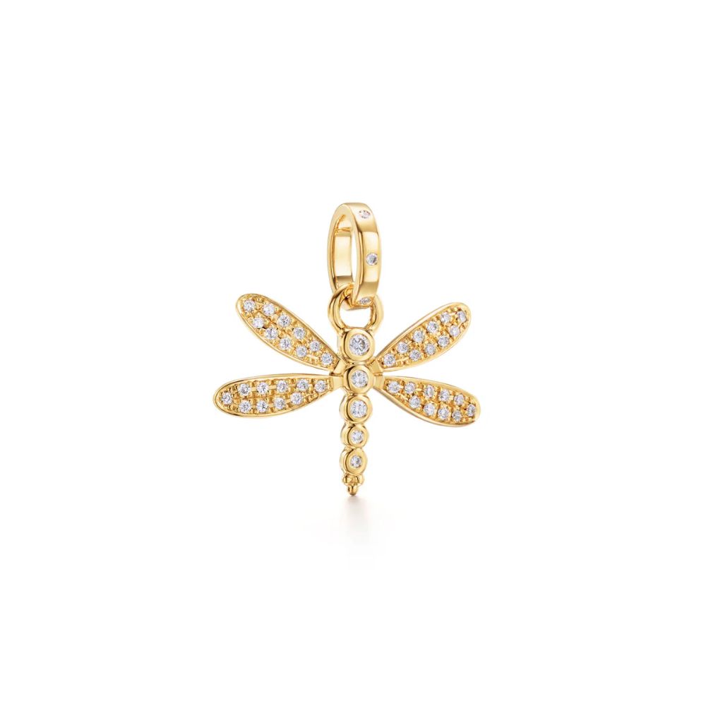 Temple St. Clair 18k Yellow Gold Pave Diamond Dragonfly Pendant